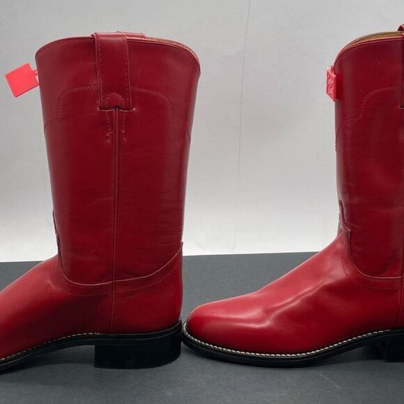 Vintage Tony Lama Round Toe Red Leather Western Cowboy Boot Women's 4.5 w / Tags - Picture 2 of 6